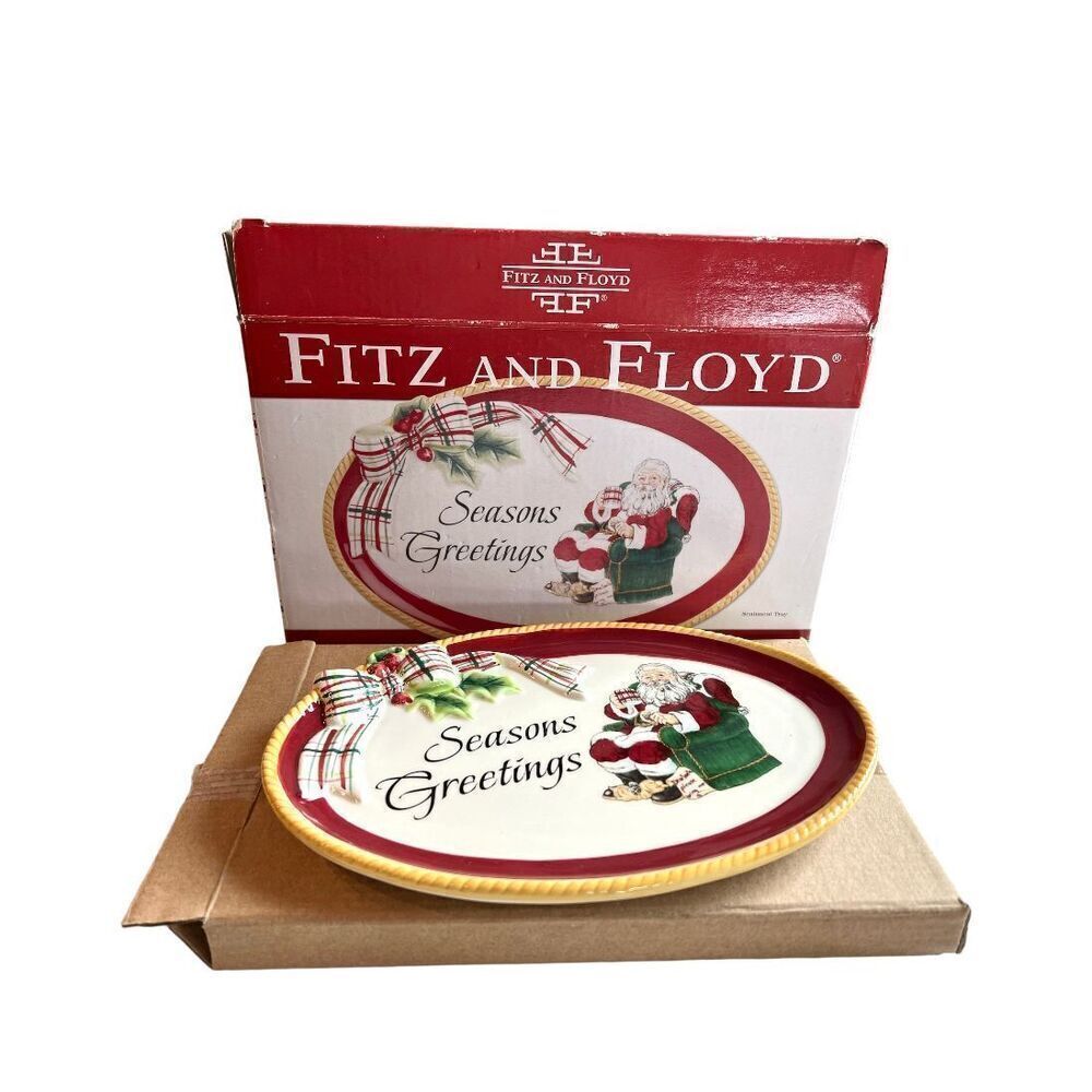 New in Box Fitz and Floyd Seasons Greetings Dear Santa Collectors Plate